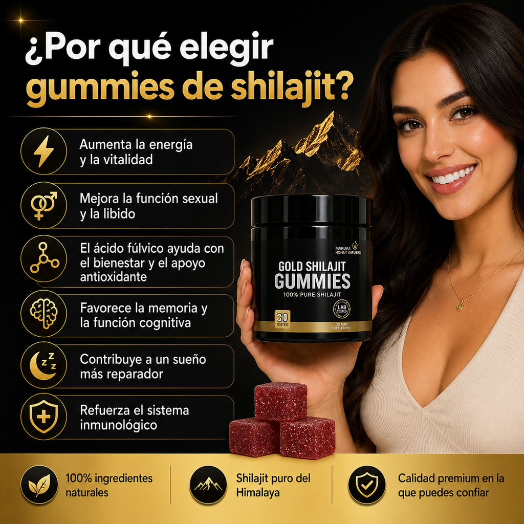 Gomitas de Shilajit 100% Puro del Himalaya (Pack de 30 Gomitas)